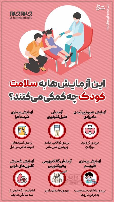 اینفوگرافیک/ این آزمایش‌ها به سلامت کودک چه کمکی می‌کنند؟